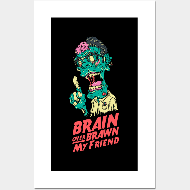 Friendly Reminder from Zombie Nerd Friend Wall Art by monochromefrog